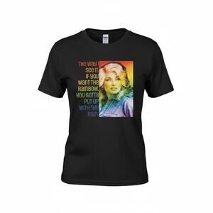 Dolly Parton Quote Graphic T-Shirt Black Gildan Heavy Cotton Size M